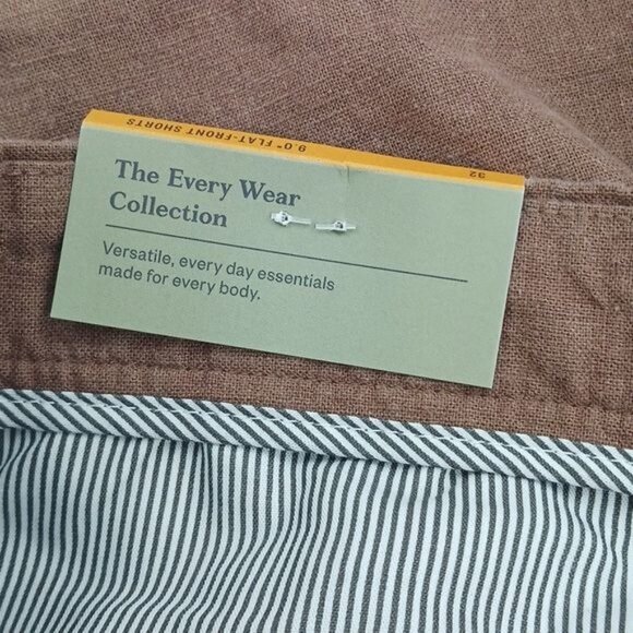 Goodfellow & Co Shorts Brown Flat Front Every Wear Linen Blend Mens - Picture 6 of 10